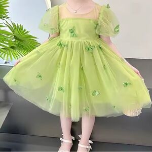 Green Butterfly Kids Formal Dress